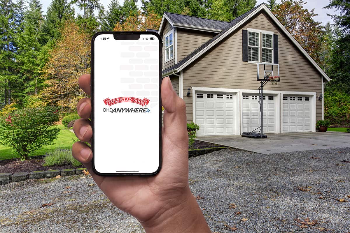 Phone displaying overheaddoor app